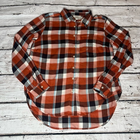 LOFT Tops - LOFT Plaid Long Sleeve Button Down Shirt Size XS